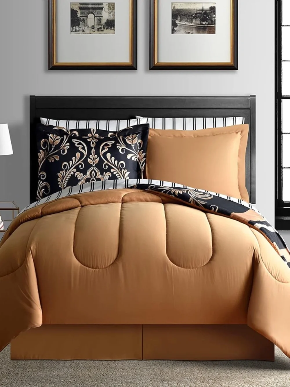 Fairfield Square Collection Gold Sabrina Reversible 8 Pc. Twin Comforter Sets